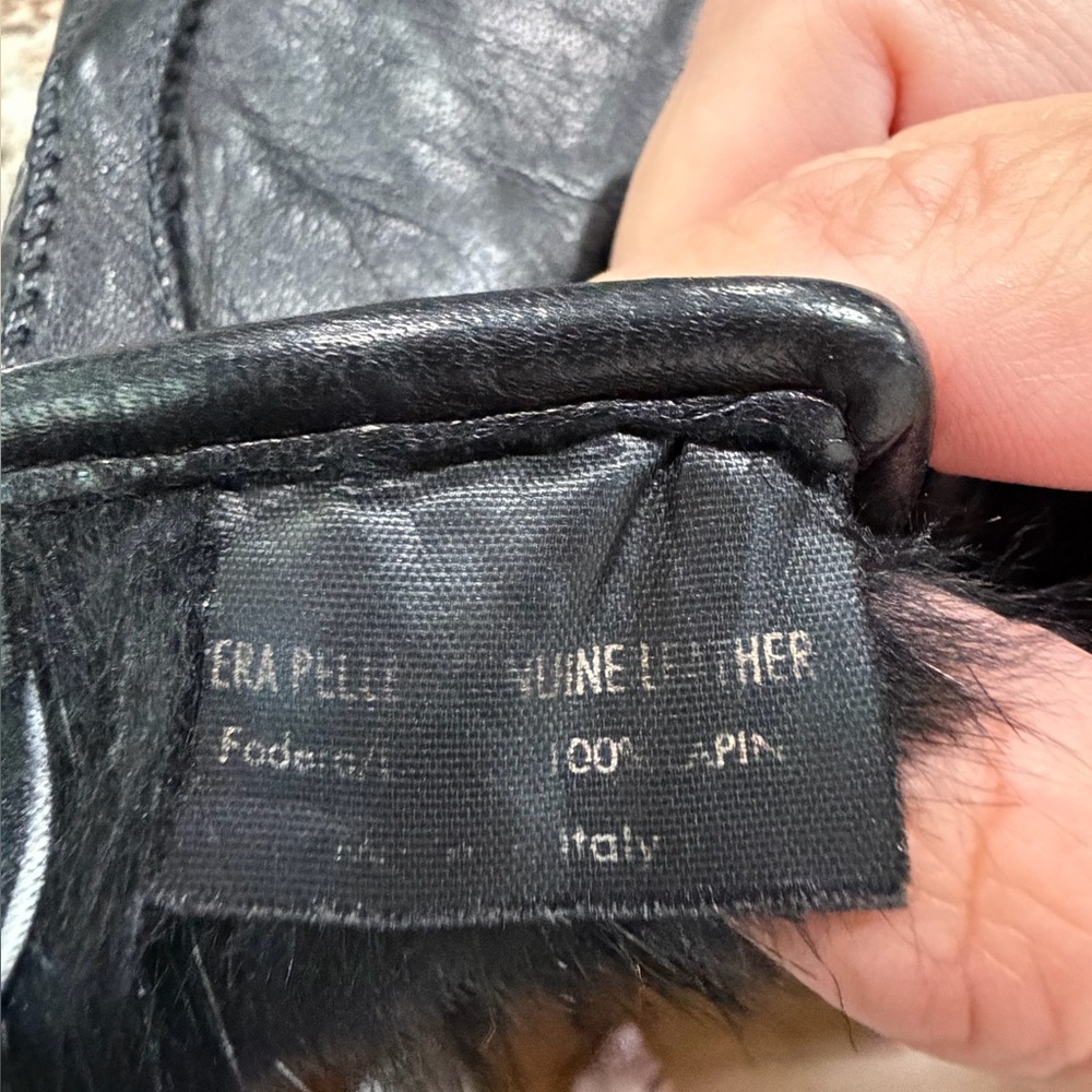 Gucci Nappa Leather Rabbit Fur Lined Gloves - Picture 4 of 9